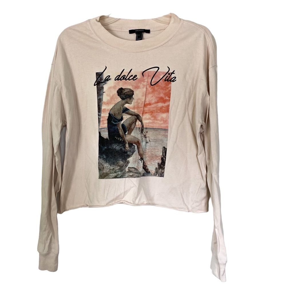 Forever 21 Vintage Style Graphic Crew Sweatshirt Long Sleeve Top Size Small